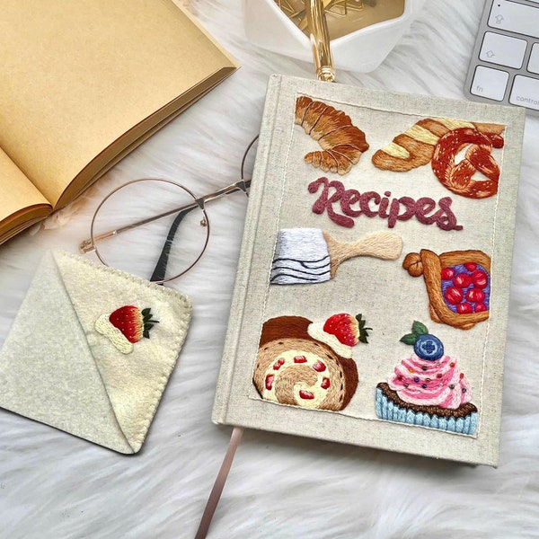 Carnet personnalisé brodé à la main, carnet en tissu fait main, agenda personnalisé, carnet marguerite, journal à couverture rigide en tissu, carnet personnalisé