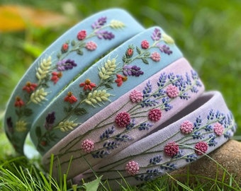 Floral Embroidered Headband, Linen Turban, Vintage Boho Hair Accessories For Girls, Cute Embroidery Hairband