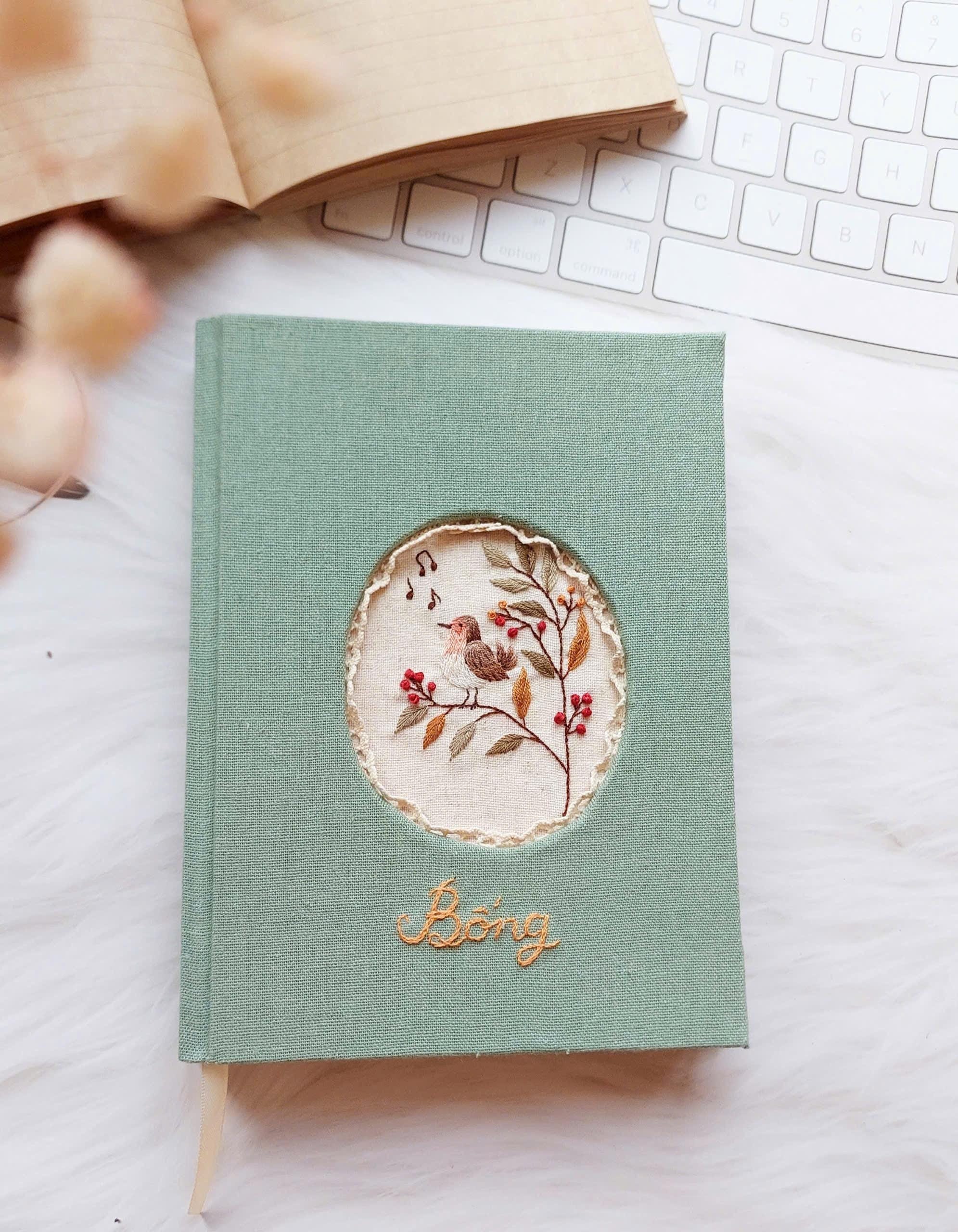 Tufted Notebook Custom Hand Embroidered Notebook, Handmade Fabric Notebook, Custom ...