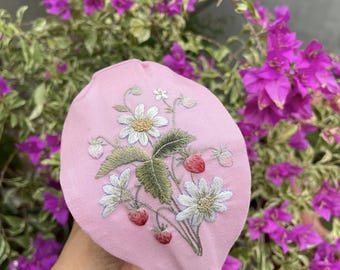 Floral Embroidered Headband, Linen Turban, Vintage Boho Hair Accessories For Girls, Cute Embroidery Hairband