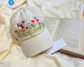 Elegant Beige Hat with Nature Embroidery Beige Natural Wheat Straw Floral Embroidered Cap by PAYAL  main image 3
