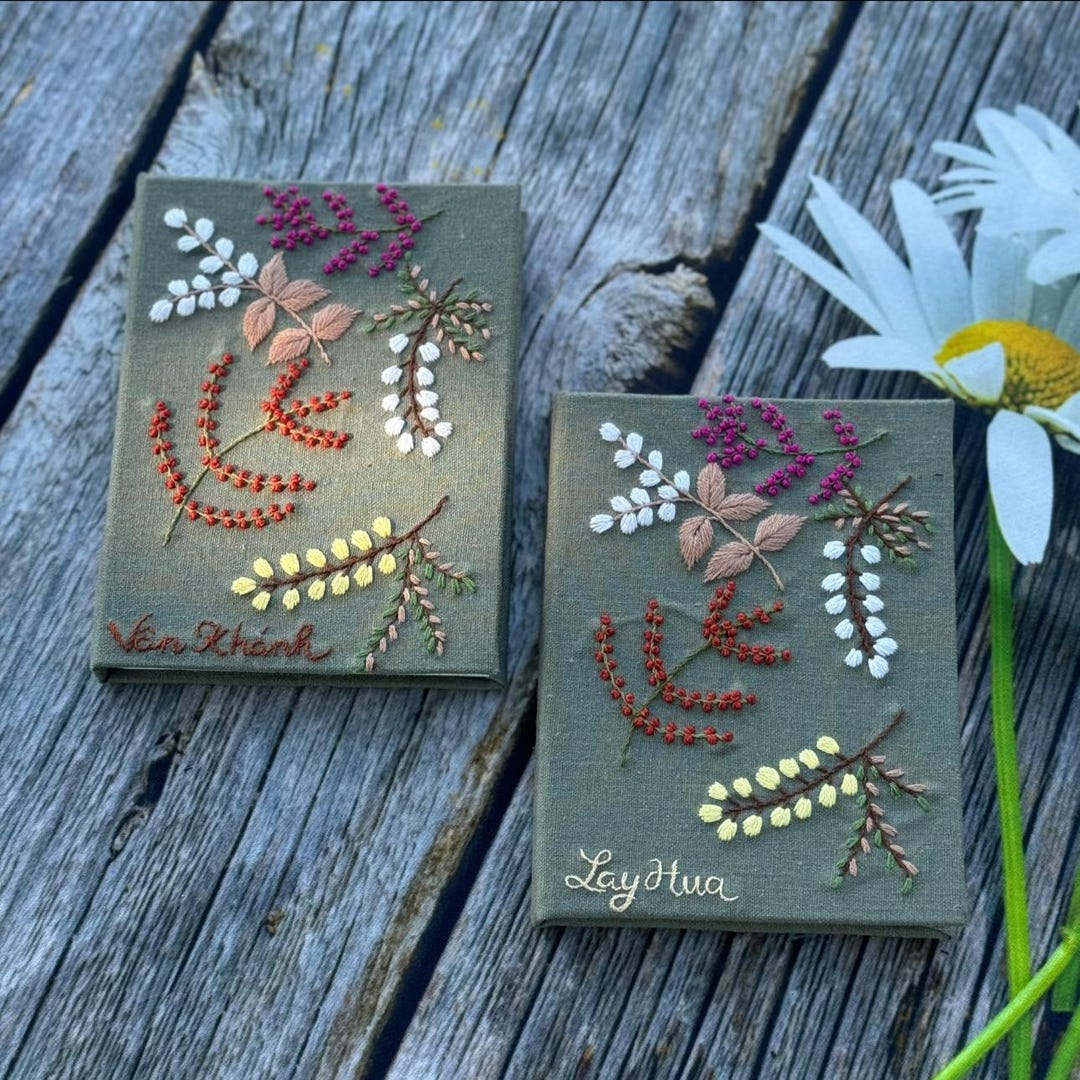 Embroidered Notebook Pattern Custom Hand Embroidered Notebook, Handmade Fabric Notebook, Custom ...