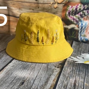 Handmade Floral Embroidered Bucket Hat, Embroidered Hat,Bucket Hat,Embroidered Flowers,Summer Hat,Hand Embroidered,Flower Hat,Wildflower Hat
