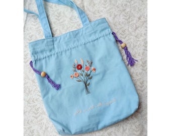 Wildblumen Tragetasche, Floral Botanische Tote, Muttertagsgeschenk, Trendy Blumen Schultertasche, Frauen Geschenk Tasche, Einkaufstasche, Vintage Blumentasche