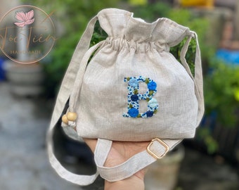 Mini Linen Pouch Bag | Embroidery Option