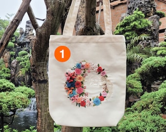 Embroidered tote bag / Eco-friendly linen bag / Hand embroidered floral tote bag / flower cotton embroidery bag / Personalized tote bag