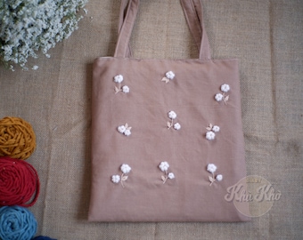 Embroidered tote bag / Eco-friendly linen bag / Hand embroidered floral tote bag / flower cotton embroidery bag / Personalized tote bag