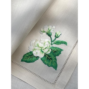 Custom Embroidered Handkerchiefs, Personalized Linen Embroidered Handkerchief, Wild Flower Handkerchief, Hand Embroidery, Wedding Gift