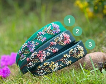 Floral Embroidered Headband, Linen Turban, Vintage Boho Hair Accessories For Girls, Cute Embroidery Hairband