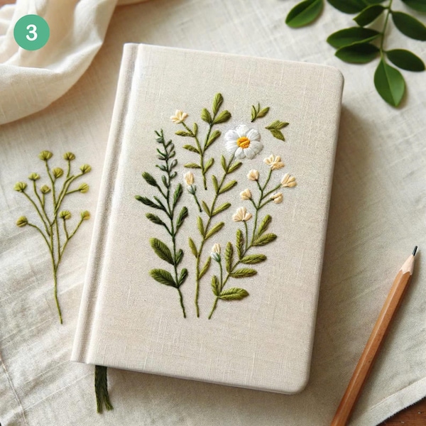 Handmade Chain Stitch Thread Embroidery Notebook (8 x 6 in)