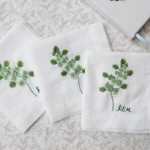 Custom Embroidered Handkerchiefs, Personalized Linen Embroidered Handkerchief, Wild Flower Handkerchief, Hand Embroidery, Wedding Gift