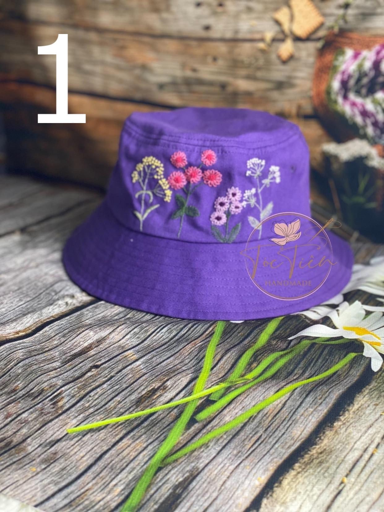 Handmade Floral Embroidered Bucket Hat, Embroidered Hat