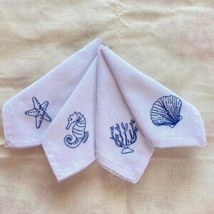 Custom Embroidered Handkerchiefs, Personalized Linen Embroidered Handkerchief, Wild Flower Handkerchief, Hand Embroidery, Wedding Gift