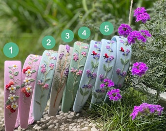 Floral Embroidered Headband, Linen Turban, Vintage Boho Hair Accessories For Girls, Cute Embroidery Hairband