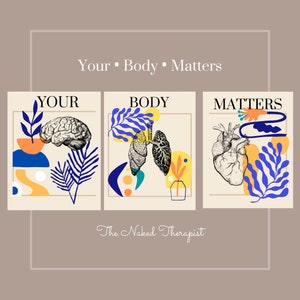 Your Body Matters Print Set of 3 I Digital Download, therapist decor, Matisse art, therapy office, body awareness