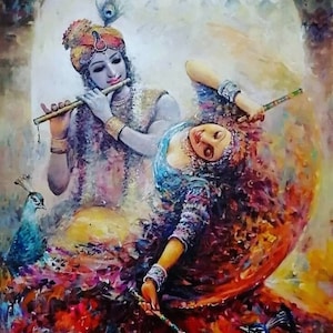 Tulip N Turtle Dandia Krishna Radha DIY Acrylic Painting by Numbers Kit on Canvas