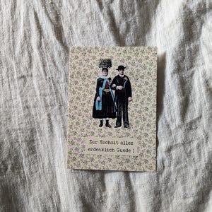 Glückwunschkarte zur Hochzeit, Hochzeitskarte schwarzwälder Paar, Schwarzwald; DinA6