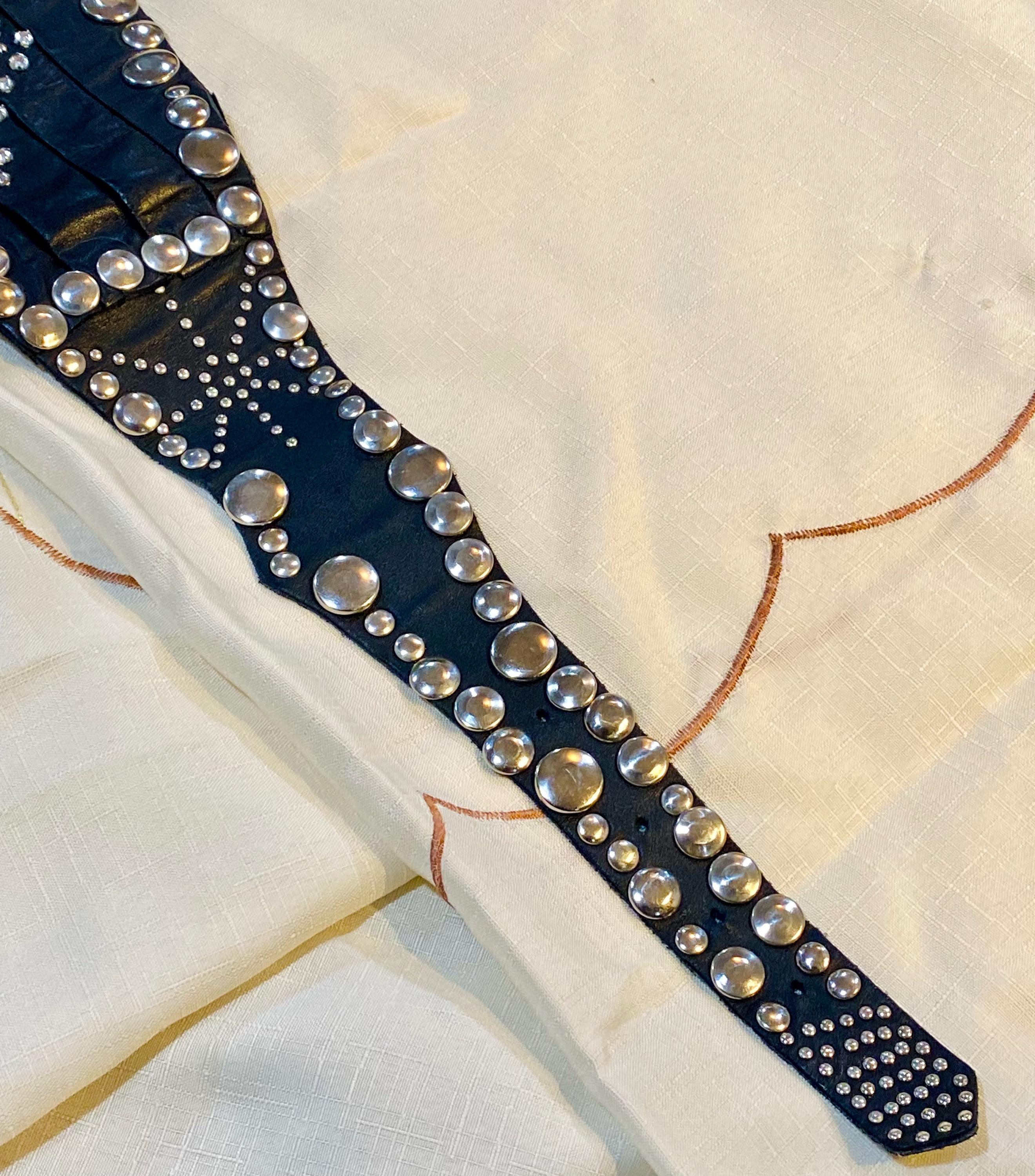 Vtg Western Women’s Leather Belt Studded Rhinestone Worn By Elvis Presley’s GF Vtg Western Women main image 2