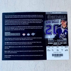 Luc Robitaille Los Angeles Kings Jersey Ruhestand Feier Ticket Stub 20.01.07 SELTEN (2 VERFÜGBAR) Heften Center NHL