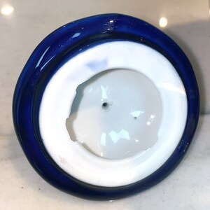 Vintage Limoges Castel France Porcelain Gilt Cobalt Two-Handle Decorative Pot image 5