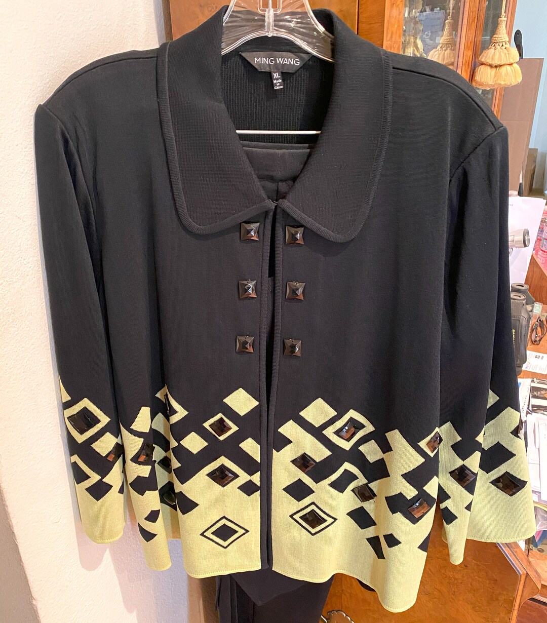 Top Vintage Chin Ming Fashion - Noir Et Rouge - Avec Noueur Devant - Taille S - Occasion TB