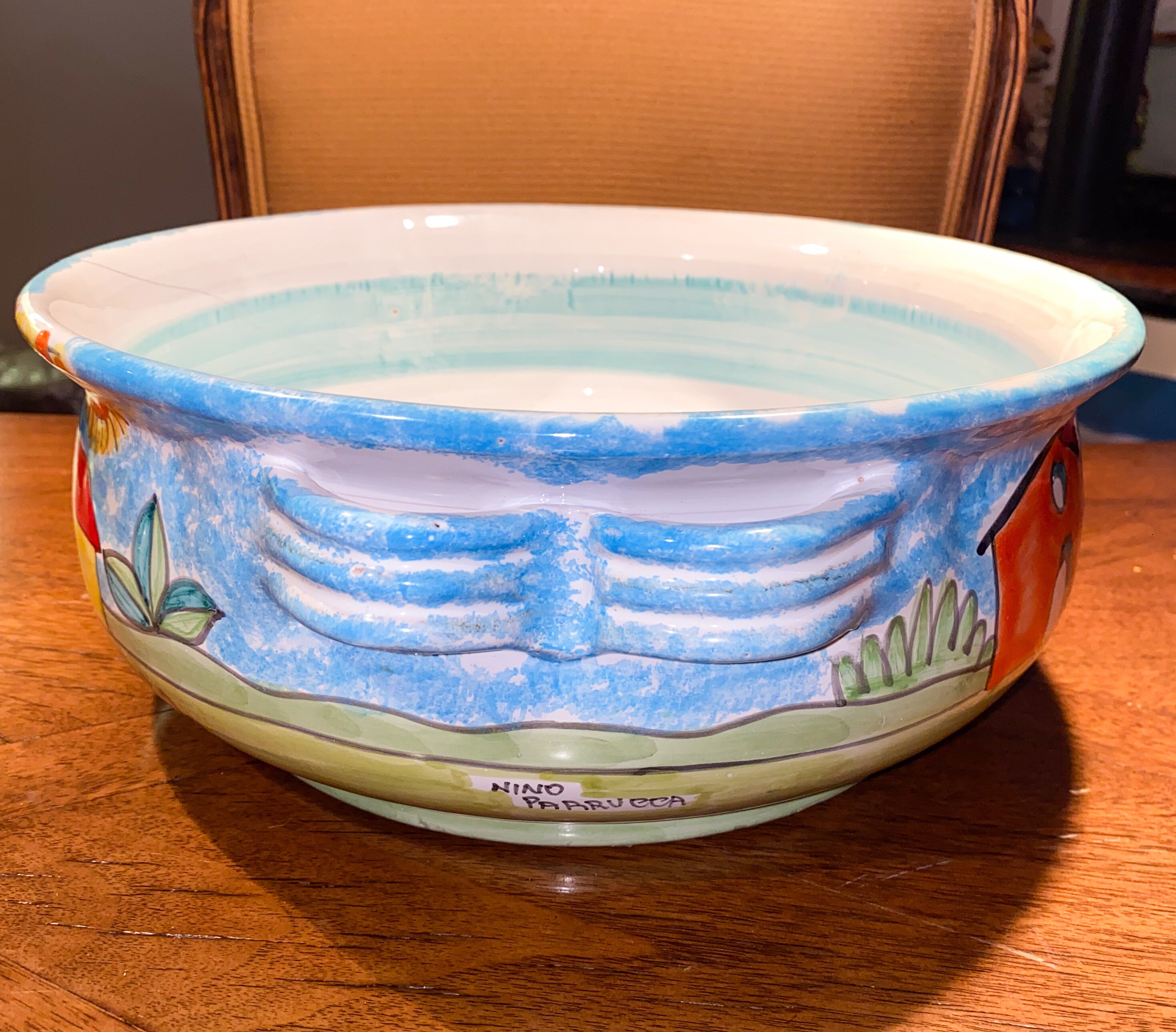 Vtg Nino Parucca “spaghettata” Ceramic Pasta Bowl No Lid 12” Dia