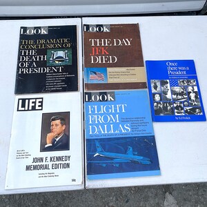 Lote de 5 revistas y libros antiguos de la edición conmemorativa LIFE LOOK de John F. Kennedy