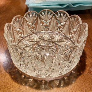Antique Bohemian 8” Crystal Glass Bowl 3.5” Tall