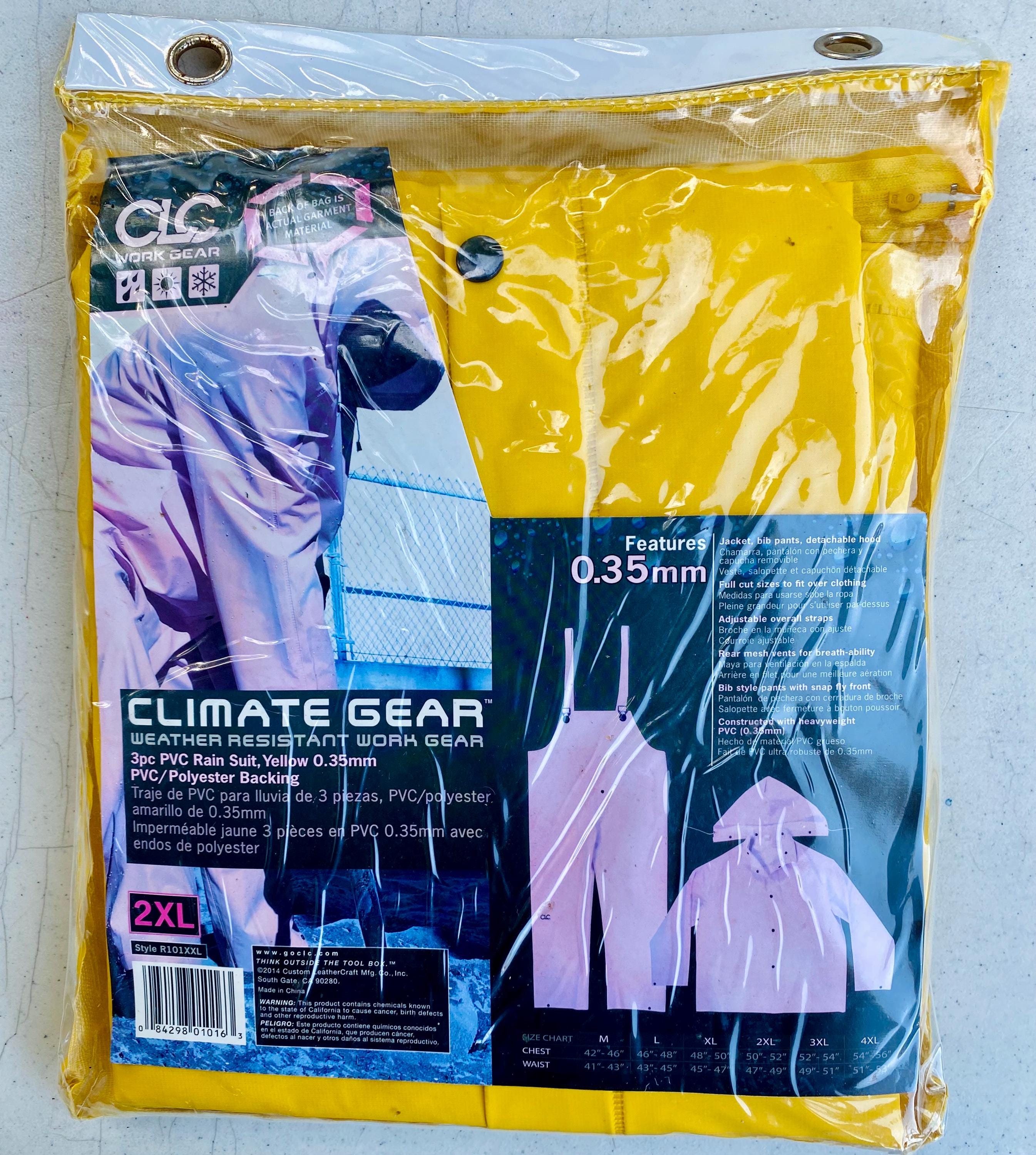 CLC Climate Gear 3pc PVC Rain Suit, Yellow Size XXL — New