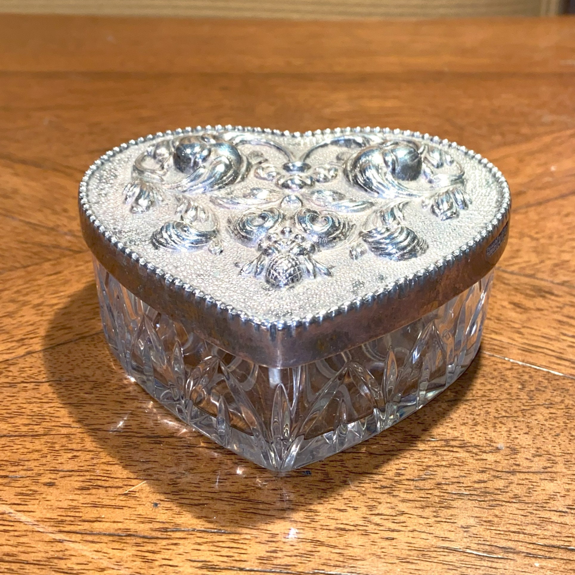 Vtg Full Lead Crystal Silver Mounted Atlantis Heart Box - Etsy
