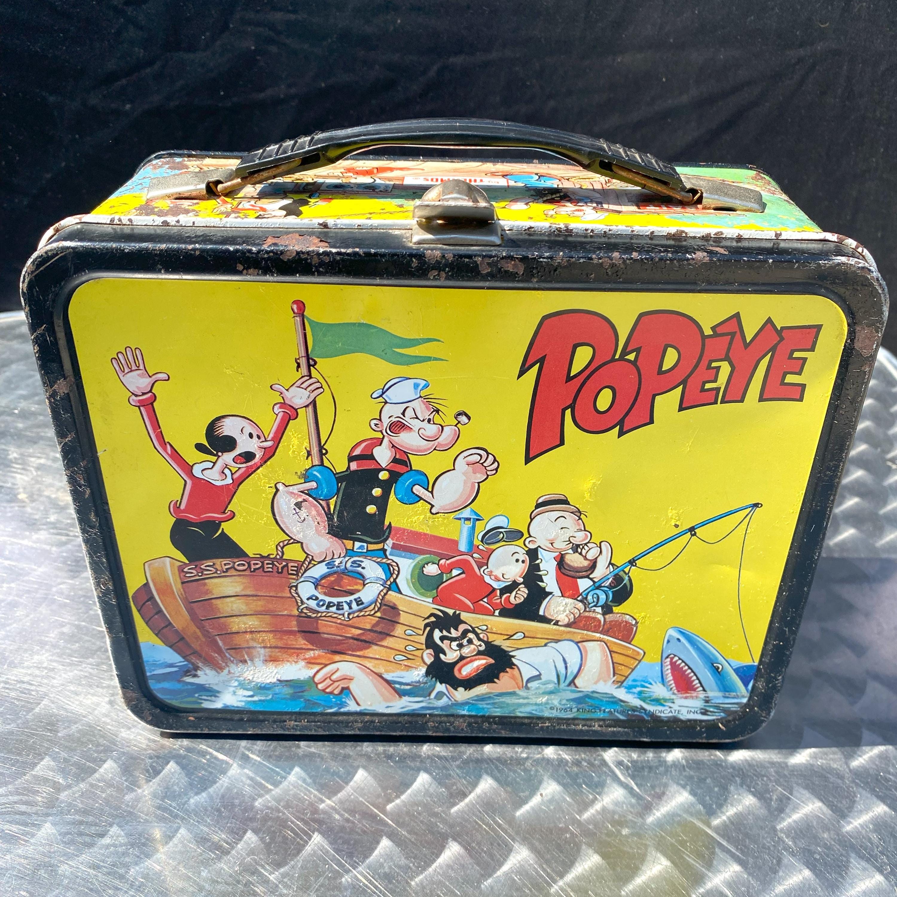 ポバイ POPEYE ブリキ ランチボックス 1964年製 Vintage 1964 Popeye Lunch Box with Thermos Nice! – Vintage VTG