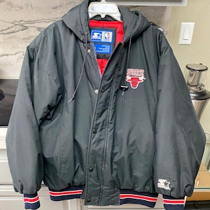 Vintage 1993 NBA Chicago Bulls Starter Button+Zip Jacket w/ Hoodie, Size Small