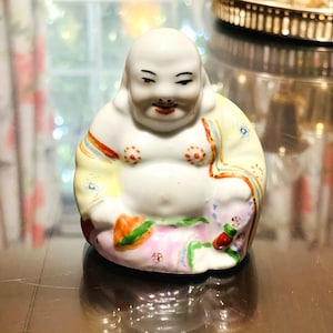 Vintage 1930 3 ”Buddha Budai Porzellanfigur