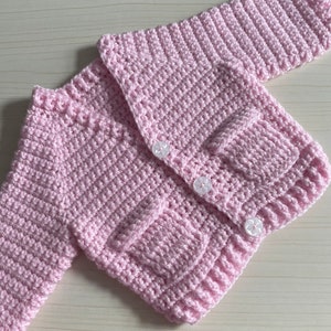 Mocket baby cardigan crochet pattern