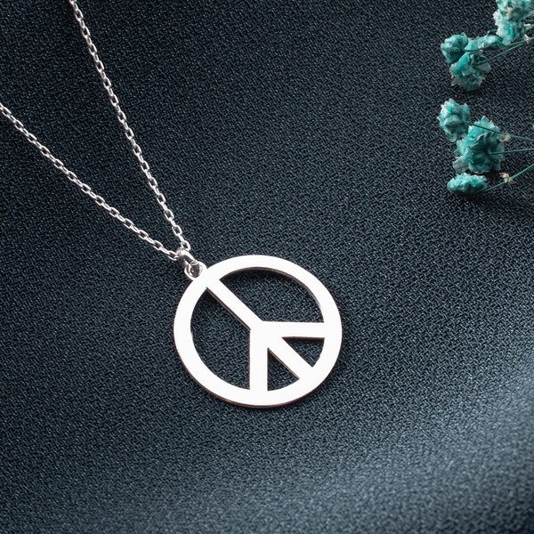 Tiny Peace Sign Necklace, Spiritual Necklace, Symbolic Peace Pendant, Dainty Peace Necklace, Peace Charm Necklace, World Peace Sign Choker