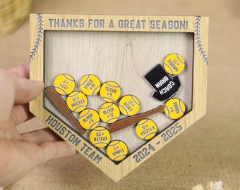 Personalized Softball Shaker Magnet, Coach Jersey & Players' Names Numbers, Softball Senior Night Magnetic Gift, Thank You Coach End of Year