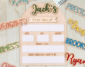 Back to School Picture Props, Personalized Back to School Sign, First & Last Day of School Sign Dry Erase, Reusable School Board, Kids Gifts