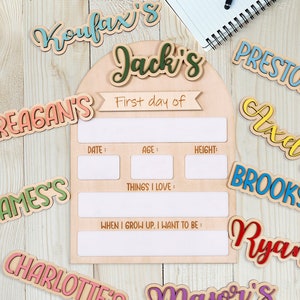 Back to School Picture Props, Personalized Back to School Sign, First & Last Day of School Sign Dry Erase, Reusable School Board, Kids Gifts