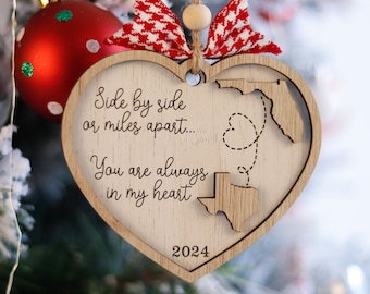 Long Distance Personalized Ornament, Custom Friendship Ornament, Family Ornaments, Grandparent Sisters Ornament, Moving out Gift For Friend