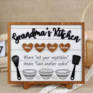 Grandma Nana Bakery Decor, Grandma Sign w Grandkids Names, Custom Baking Lovers Mother&#39;s Day Gift, Grandma Gifts from Granddaughter Grandson
