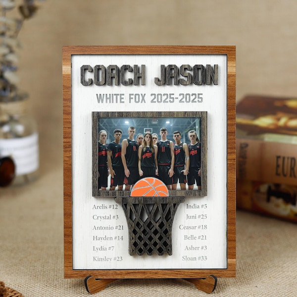 Personalized Basketball Coach Gifts, Basketball Team Photo Frame, Appreciation Basketball Gifts Ideas for Coach, Sports Team Picture Frame