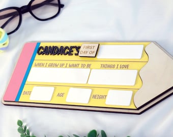Back to School Pencil-shaped Sign, First & Last Day of School, Custom School Sign, Interchangeable School Photo Prop, Milestone Keepsake