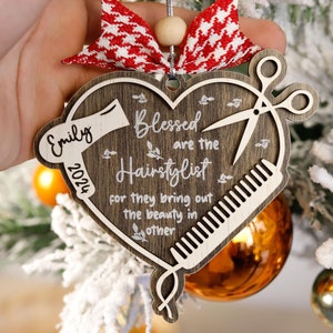 Scissor, Comb and Hair Dryer Heart-shaped Ornament, Gift for Beauty Graduation Hair Stylist Hair Dresser Groomer Barber Christmas Tree Decor