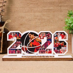 Marco de fotos personalizado con nombre de jugador de baloncesto, regalo de graduación, exhibición de fotos de baloncesto para el día de la graduación