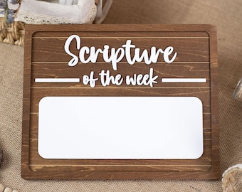 Dry Erase Scripture of Week Wooden Sign, Scripture 3D Wood Plaque, Inspirational Decor, Bible Memory Verse Sign, Christian Shelf Sitter
