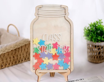 Reward Jar with Custom Tokens, Back To School Gift, Magnetic Star Reward Jar Classroom, Flower Chore Chart, Kids Behaviour Jar, Teacher Gift