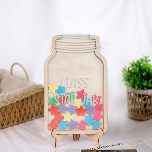 Reward Jar with Custom Tokens, Back To School Gift, Magnetic Star Reward Jar Classroom, Flower Chore Chart, Kids Behaviour Jar, Teacher Gift