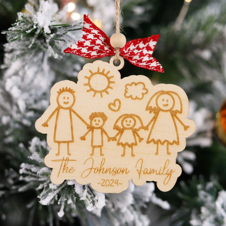 Kids Handdrawn Family Portrait Keepsake, Actual Drawing, Kid Doodle