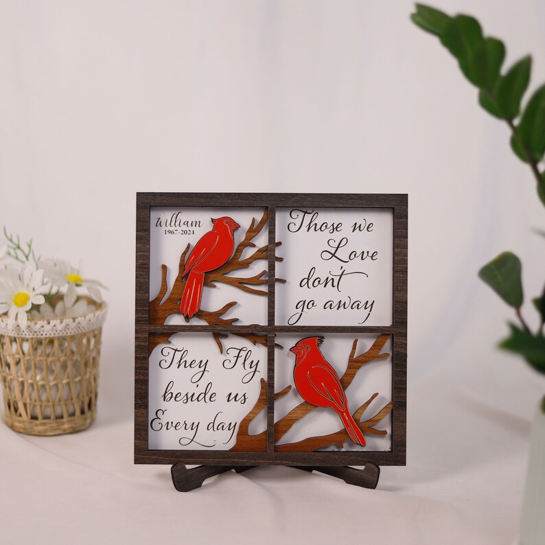 Photo Frame Memory Cardinal Personalized 4-layered Cardinal Memorial Gift, Cardinal Wood Sign ...
