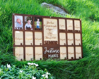 School Years Senior Photo Frame, School Picture Keepsake, 19 Photos Collage from Birth to Graduation Keepsake, Customized Yearly Photo Frame